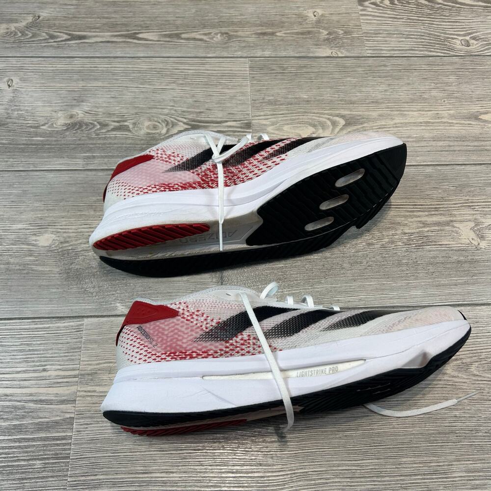 Adidas Adizero SL 2 Men's Performance Running Shoes White Black Red EUC Size 12 - Picture 5 of 7